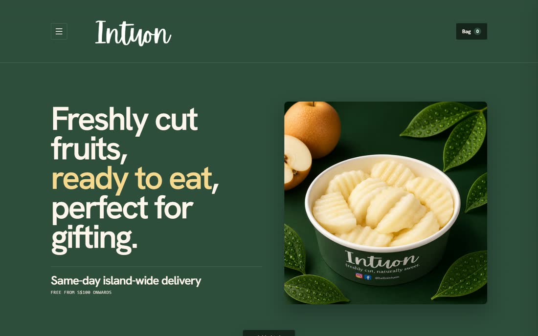 The hellointuon.com home page.